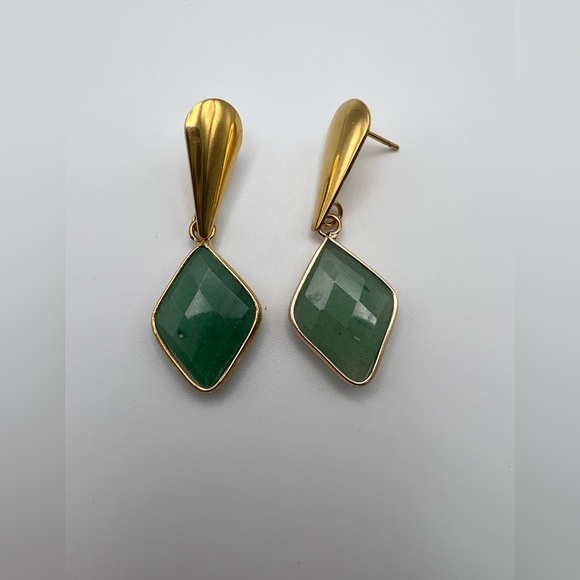 Stone Dangle Earrings- Lapis Lazuli Trendy Earrings- Aventurine Earrings - Picture 8 of 16